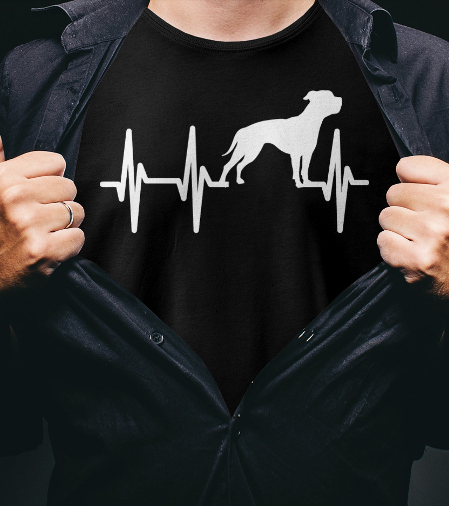 American Bulldog Heartbeat Line Dog T-Shirt