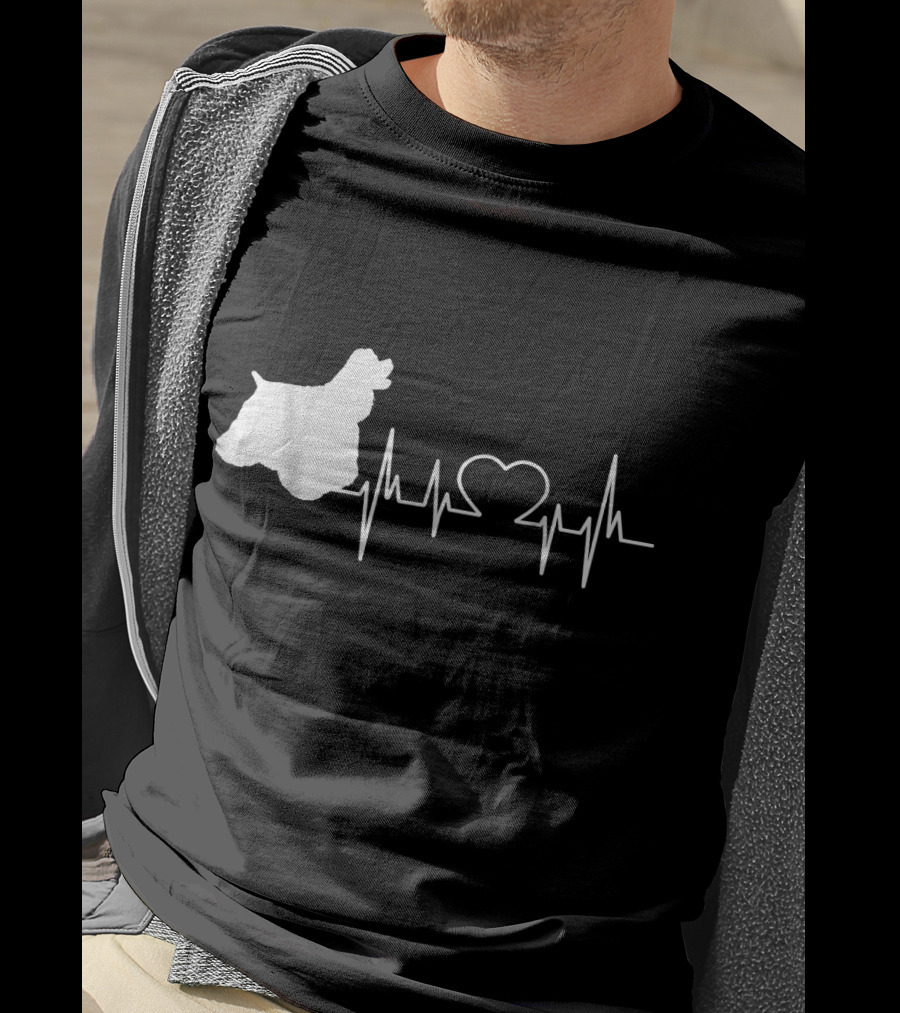 American Cocker Spaniel Dad Heartbeat Love T-Shirt