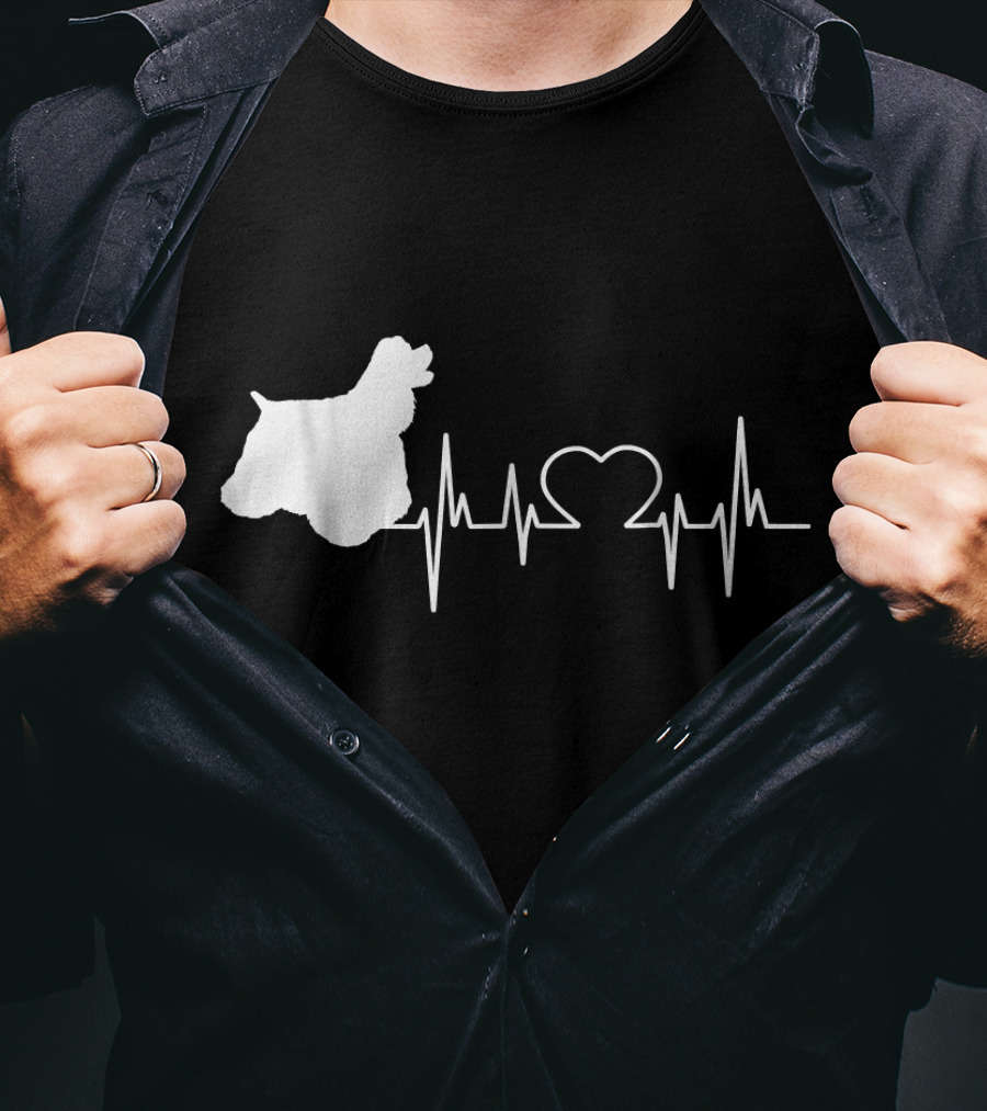 American Cocker Spaniel Dad Heartbeat Love T-Shirt