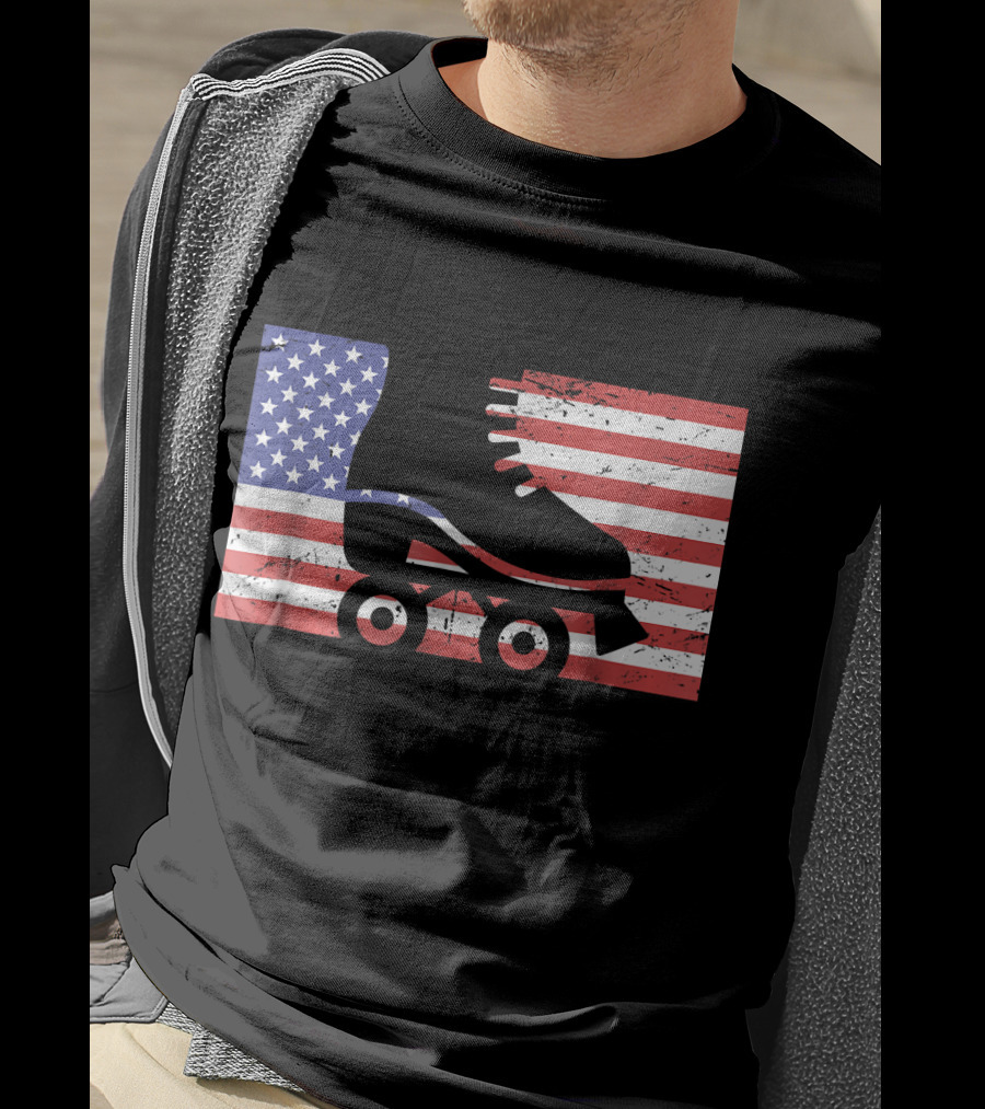 American Flag With Roller Skate T-Shirt