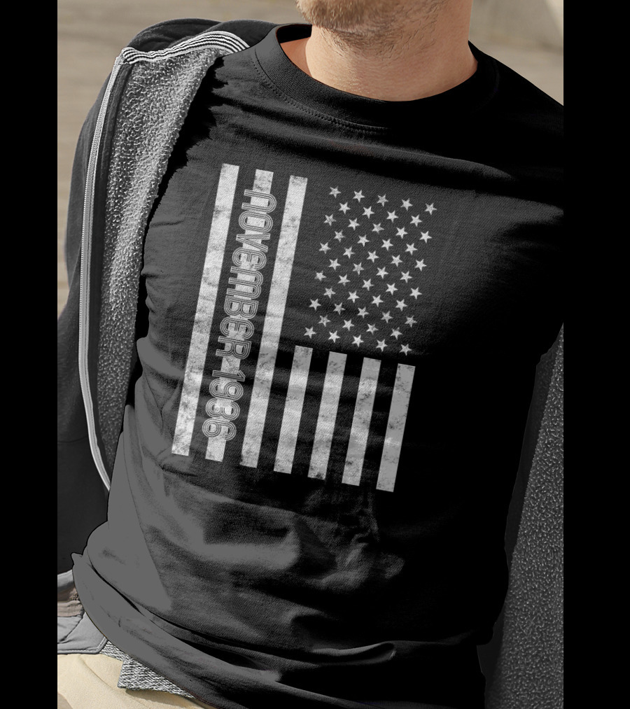 November 1936 American Flag Birthday T-Shirt