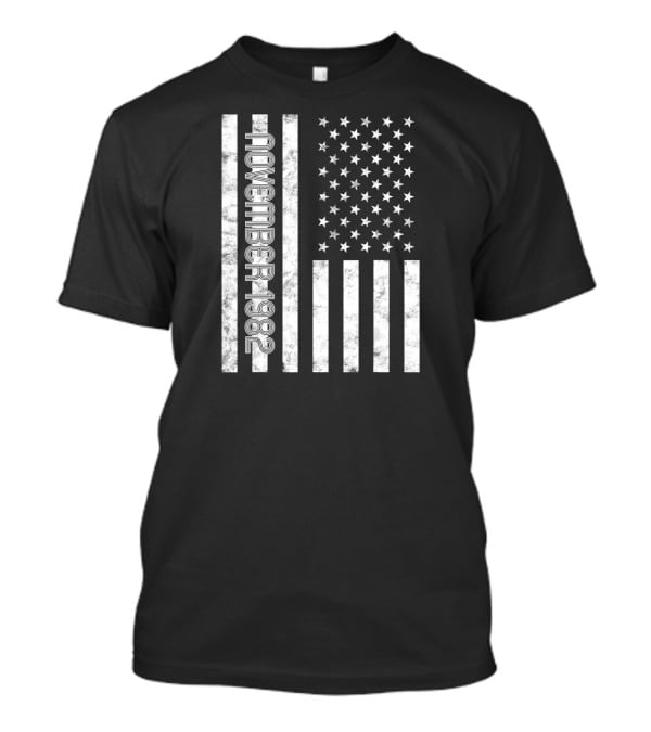 American Flag Theme November 1982 Vintage Style Birthday T-Shirt