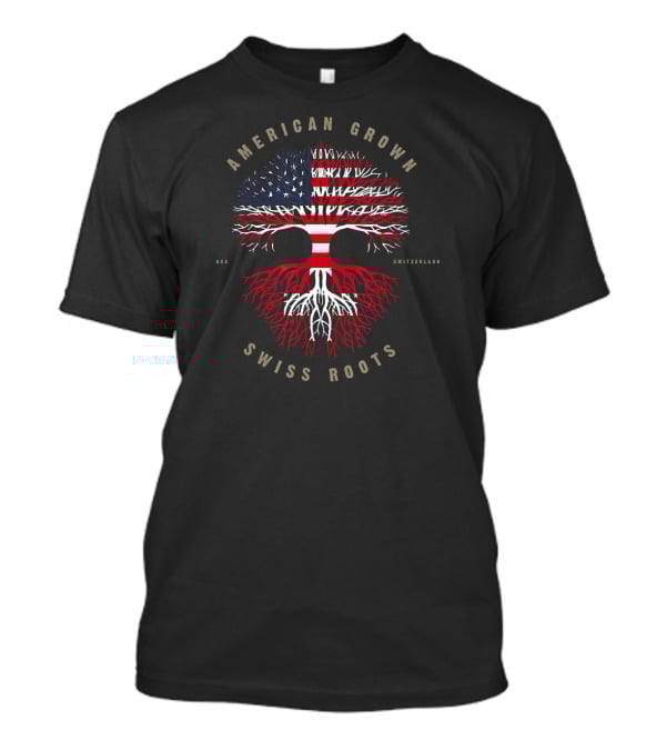 American Grown USA Swiss Roots Switzerland Tree Flag T-Shirt