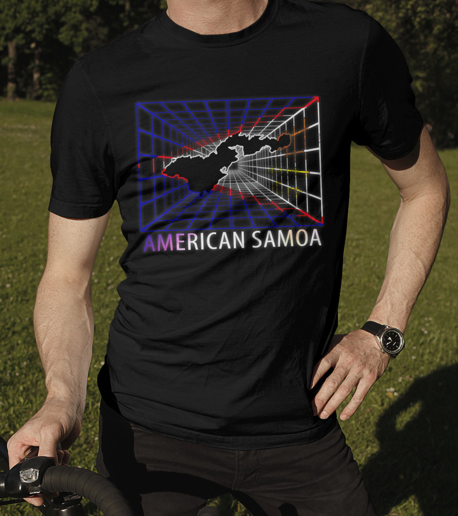 AMERICAN SAMOA Map American Samoan Retro Grid T-Shirt