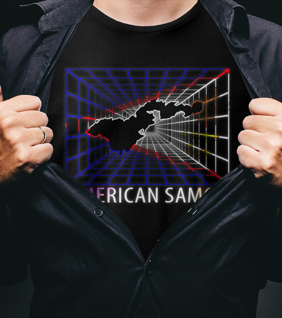 AMERICAN SAMOA Map American Samoan Retro Grid T-Shirt