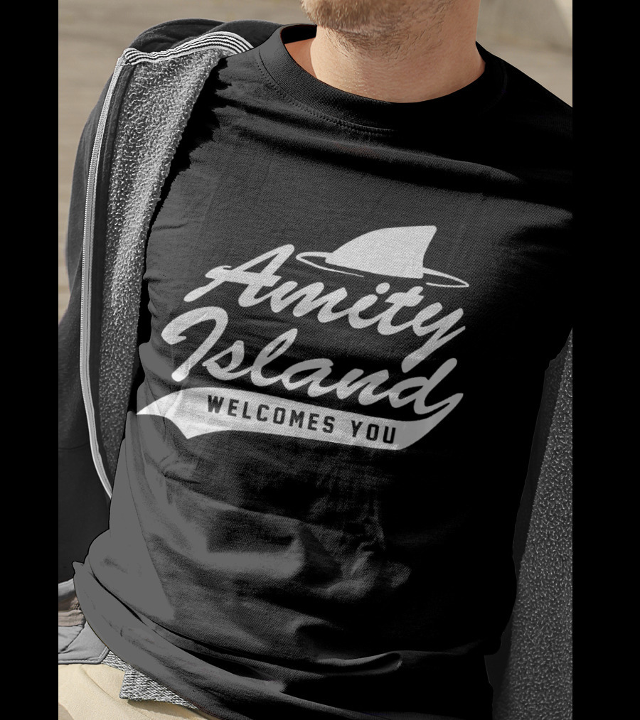 Amity Island Welcomes You Jaws Shark Fin T-Shirt