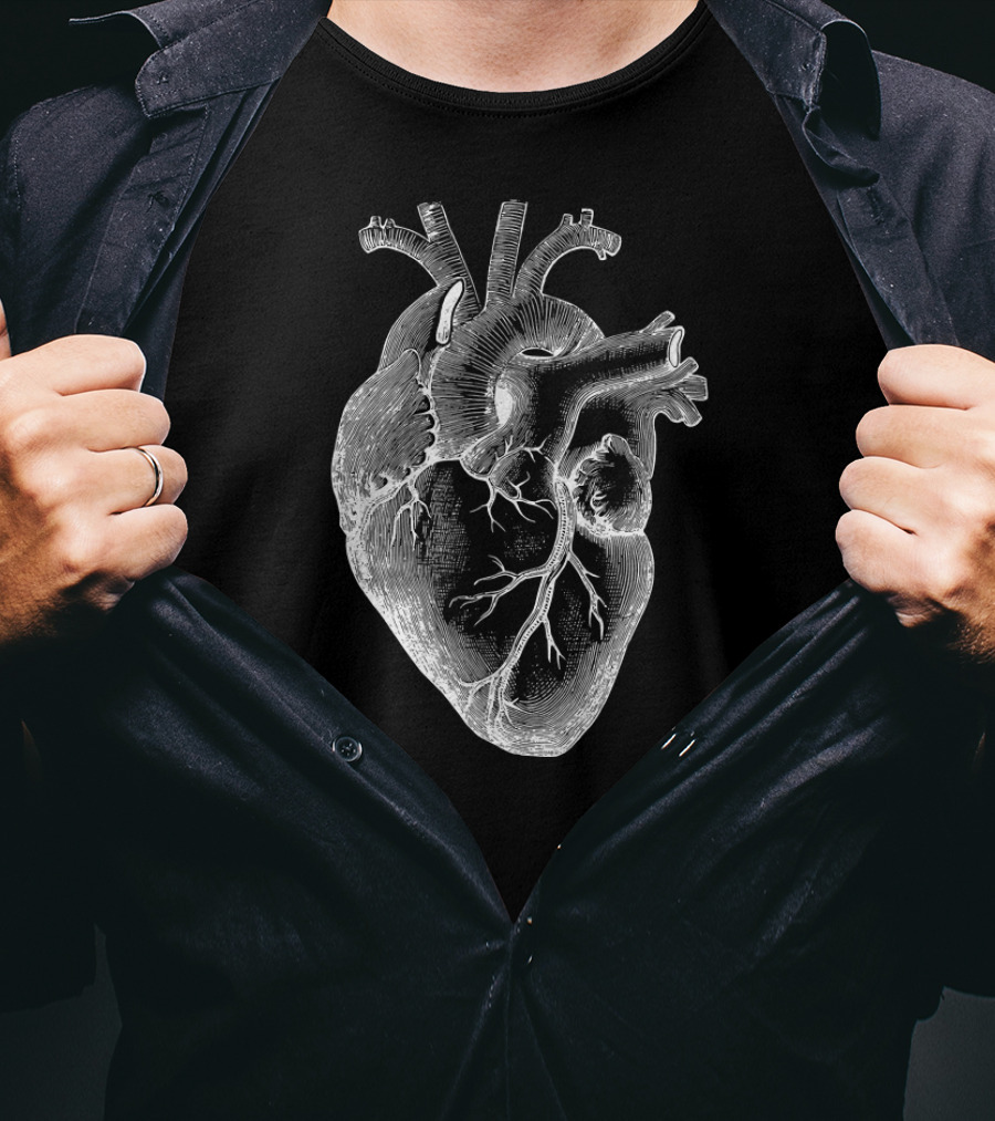 Anatomical Heart Illustration Spread Vintage Medical T-Shirt