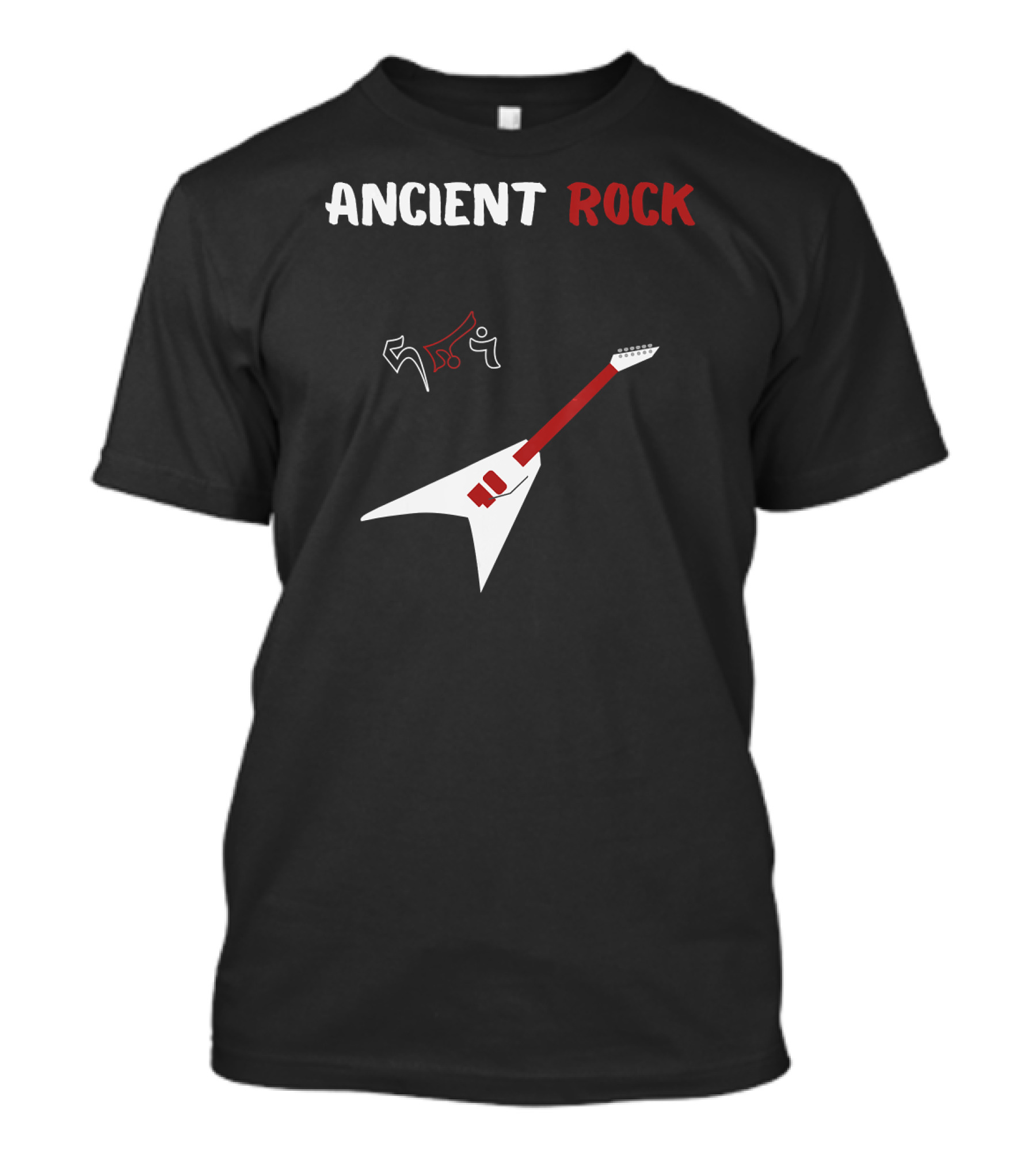 Ancient Rock Guitar White Red Heavy Metal T-Shirt
