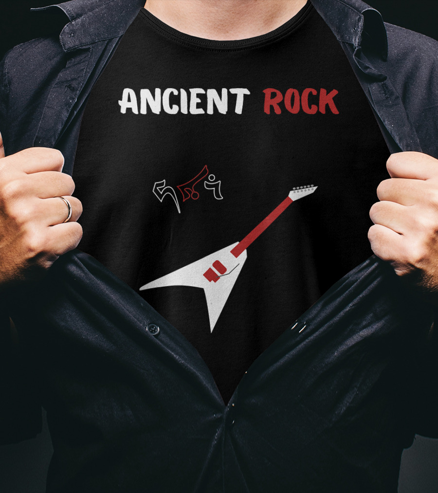 Ancient Rock Guitar White Red Heavy Metal T-Shirt
