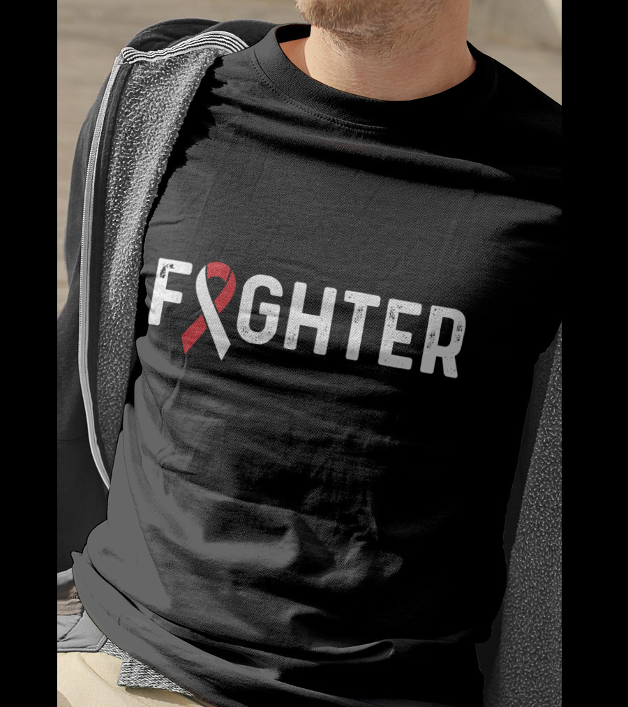 Fighter Aplastic Anemia Awareness Red And White T-Shirt
