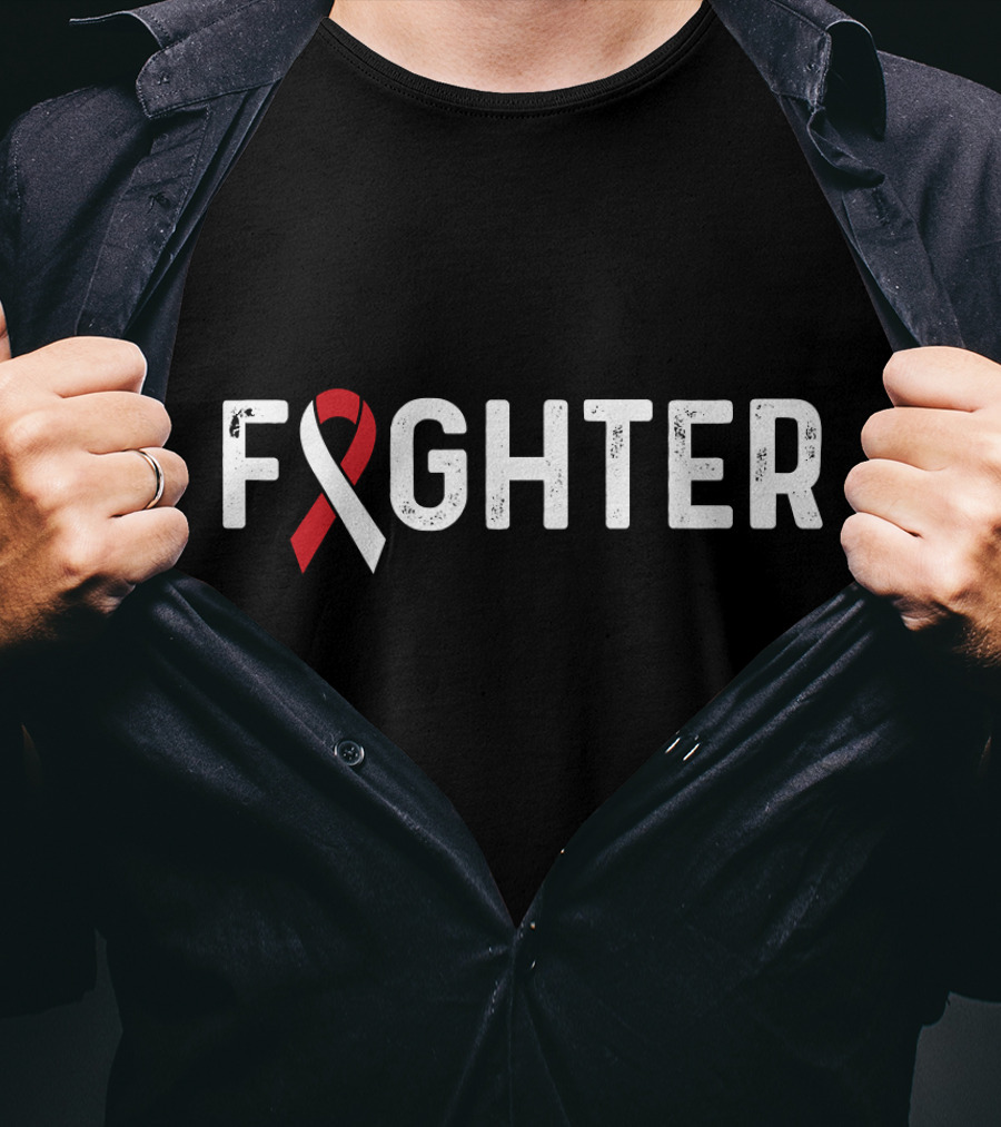 Fighter Aplastic Anemia Awareness Red And White T-Shirt