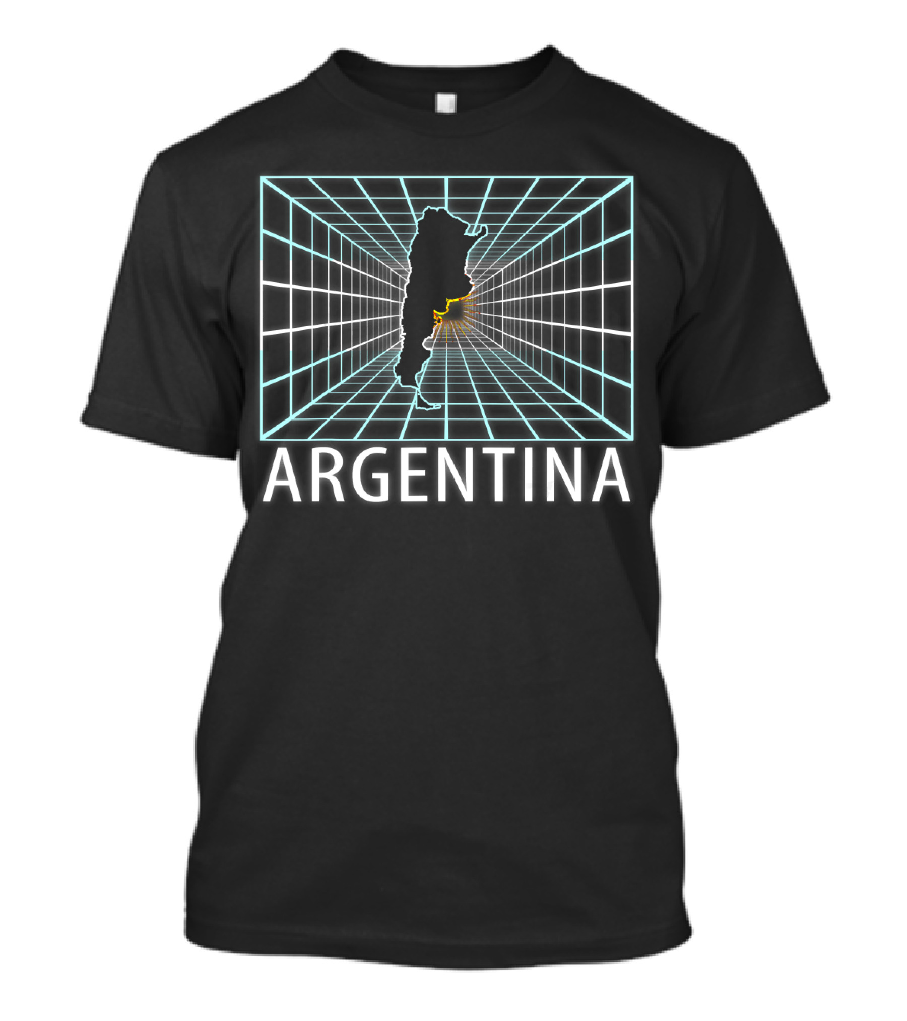 Argentina Map With Retro Grid Background T-Shirt