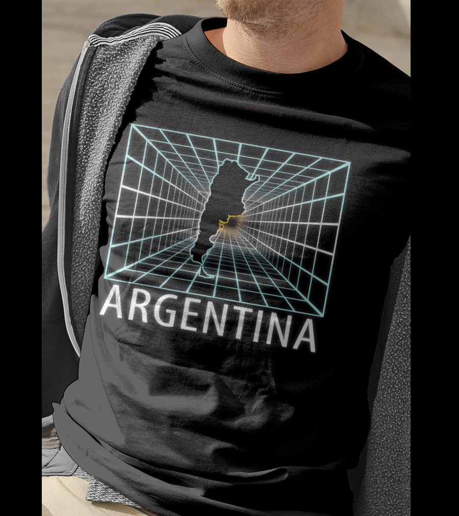 Argentina Map With Retro Grid Background T-Shirt