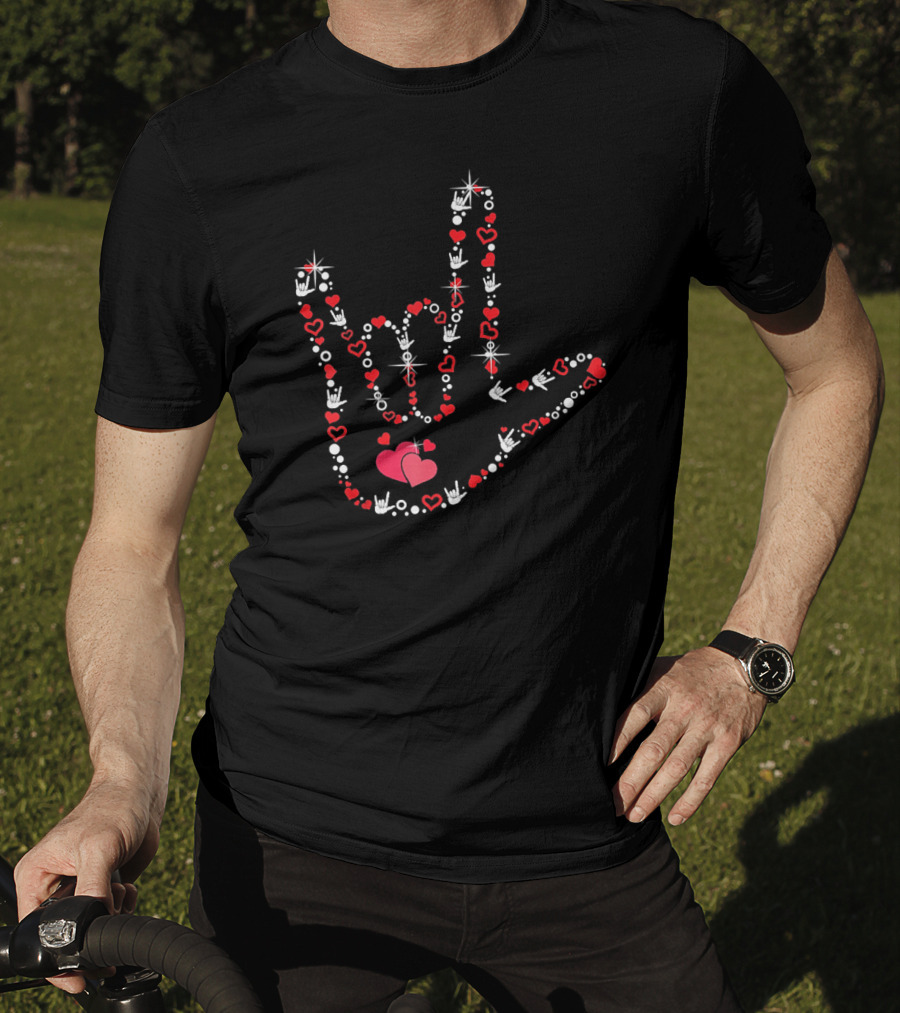 ASL Love Heart Hand Sign Deaf Pride Valentine's Day T-Shirt