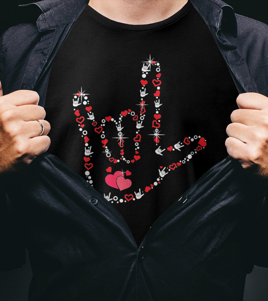ASL Love Heart Hand Sign Deaf Pride Valentine's Day T-Shirt