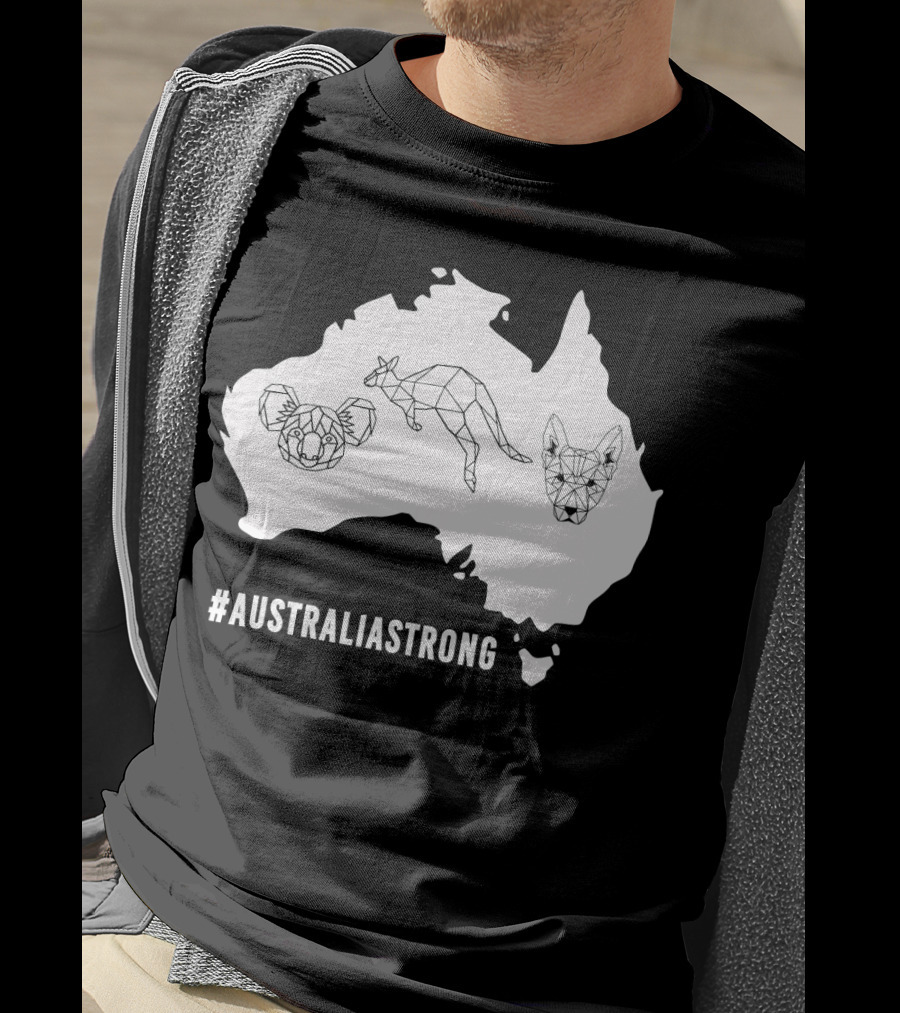 AustraliaStrong Koala Kangaroo Dingo Geometric Map T-Shirt