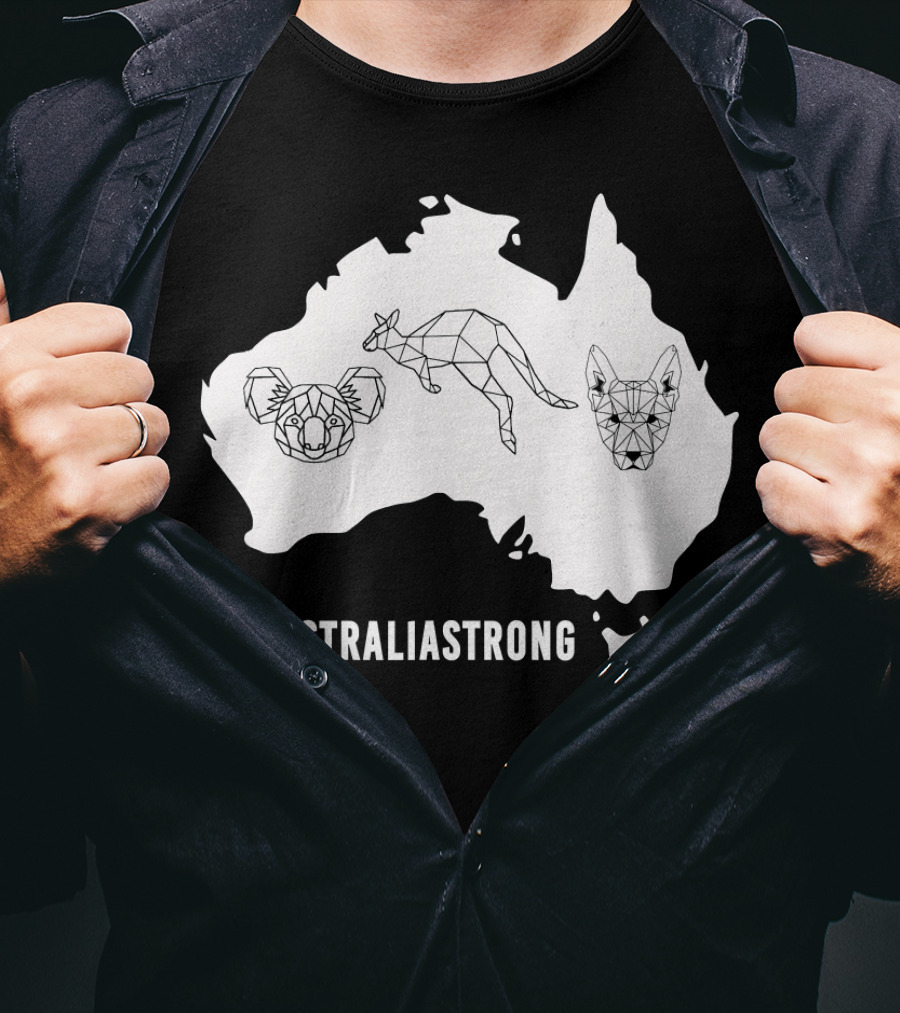 AustraliaStrong Koala Kangaroo Dingo Geometric Map T-Shirt