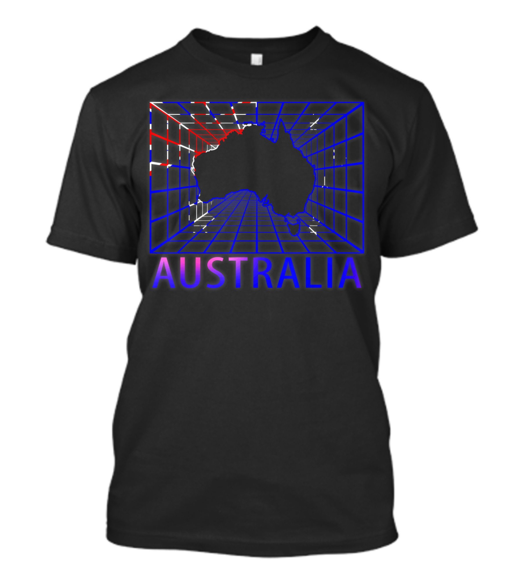 Australia Map Retro Grid T-Shirt