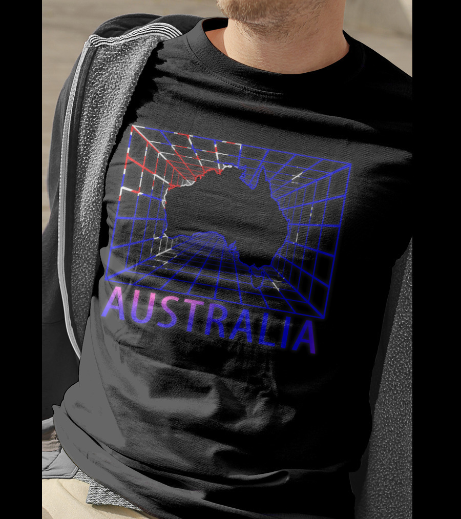 Australia Map Retro Grid T-Shirt