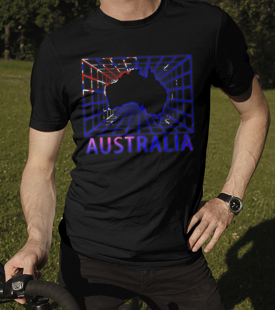 Australia Map Retro Grid T-Shirt