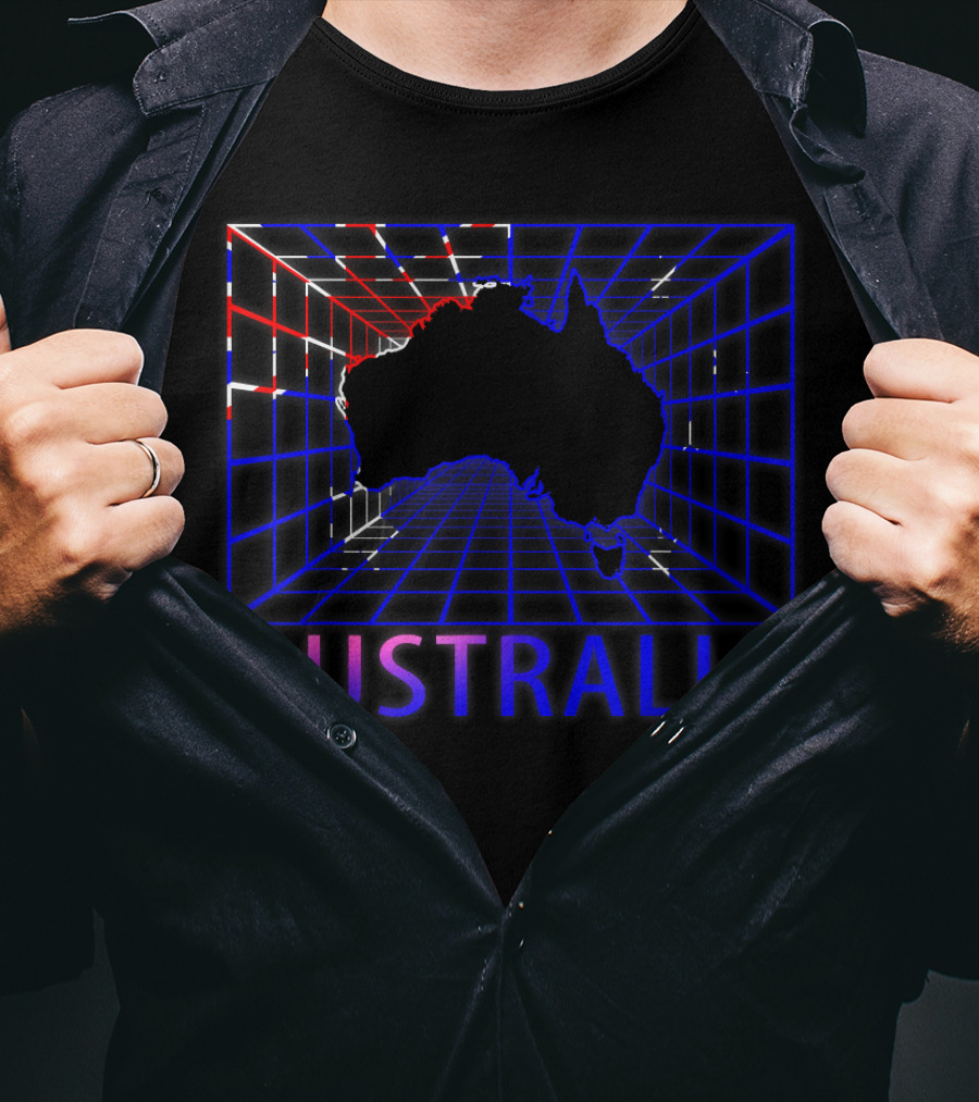 Australia Map Retro Grid T-Shirt