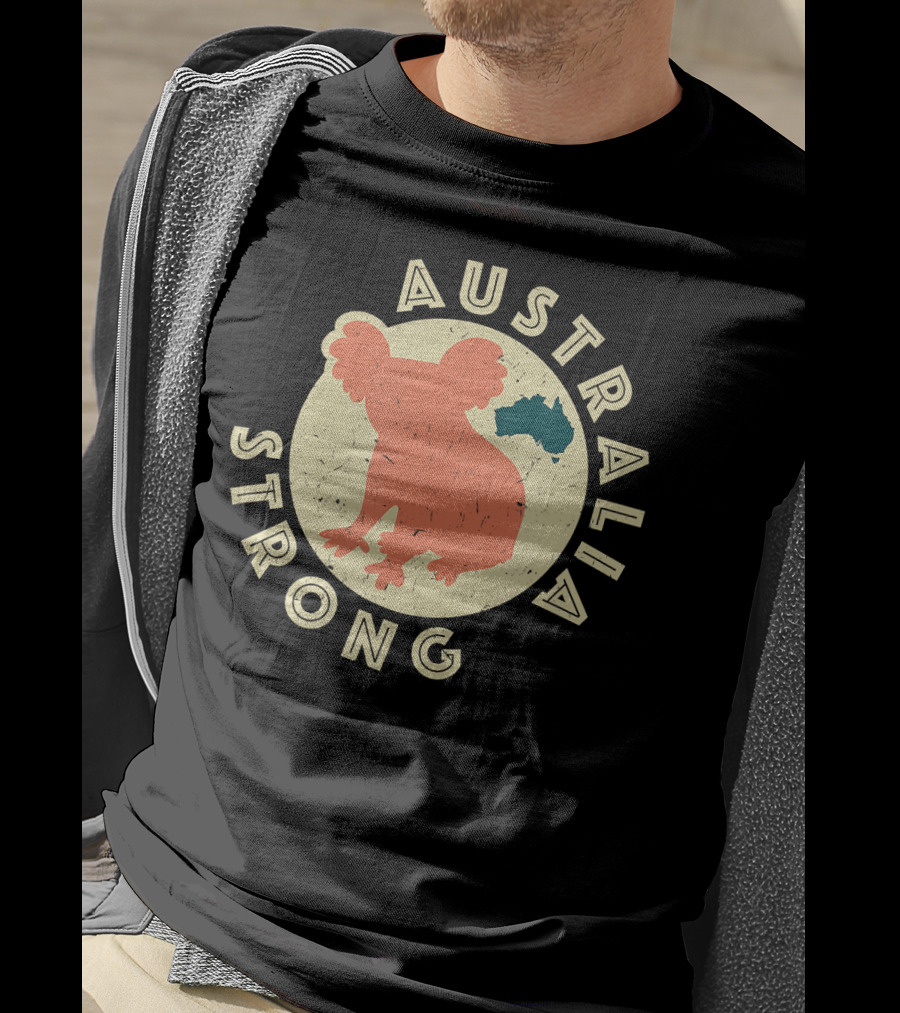Australia Strong Koala Silhouette With Map T-Shirt