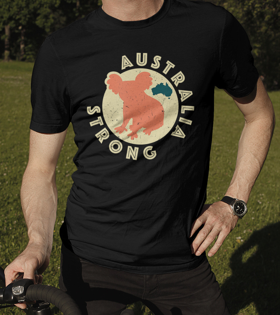 Australia Strong Koala Silhouette With Map T-Shirt