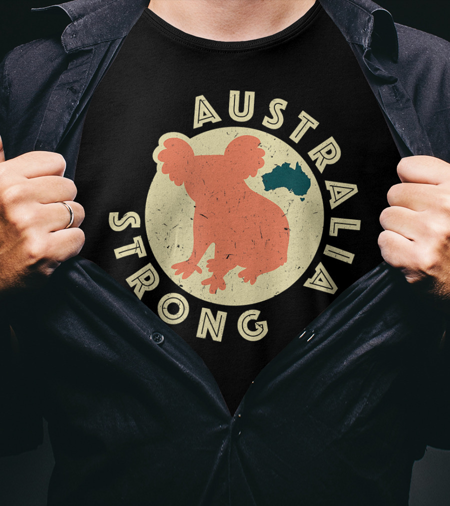 Australia Strong Koala Silhouette With Map T-Shirt