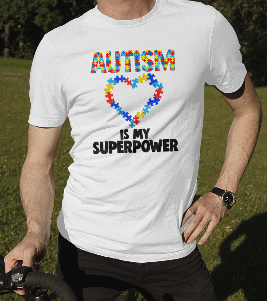 Autism Is My Superpower Puzzle Heart Kids Autism T-Shirt