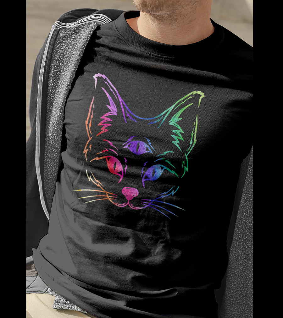 Awakened Cat Third Eye Rainbow Psychedelic Aesthetic T-Shirt