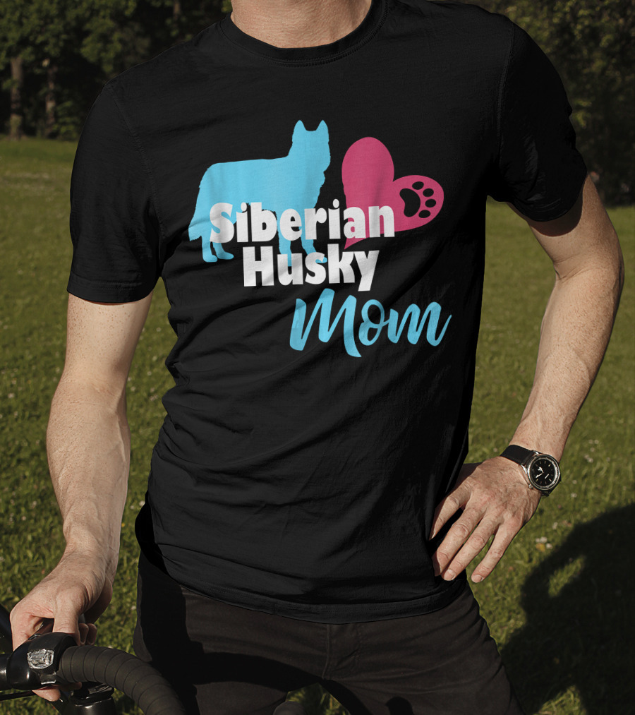 Siberian Husky Mom Love Paw Prints T-Shirt