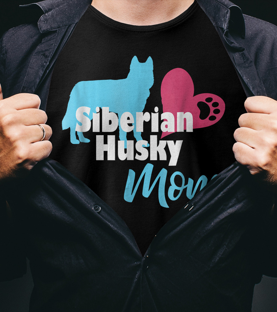 Siberian Husky Mom Love Paw Prints T-Shirt