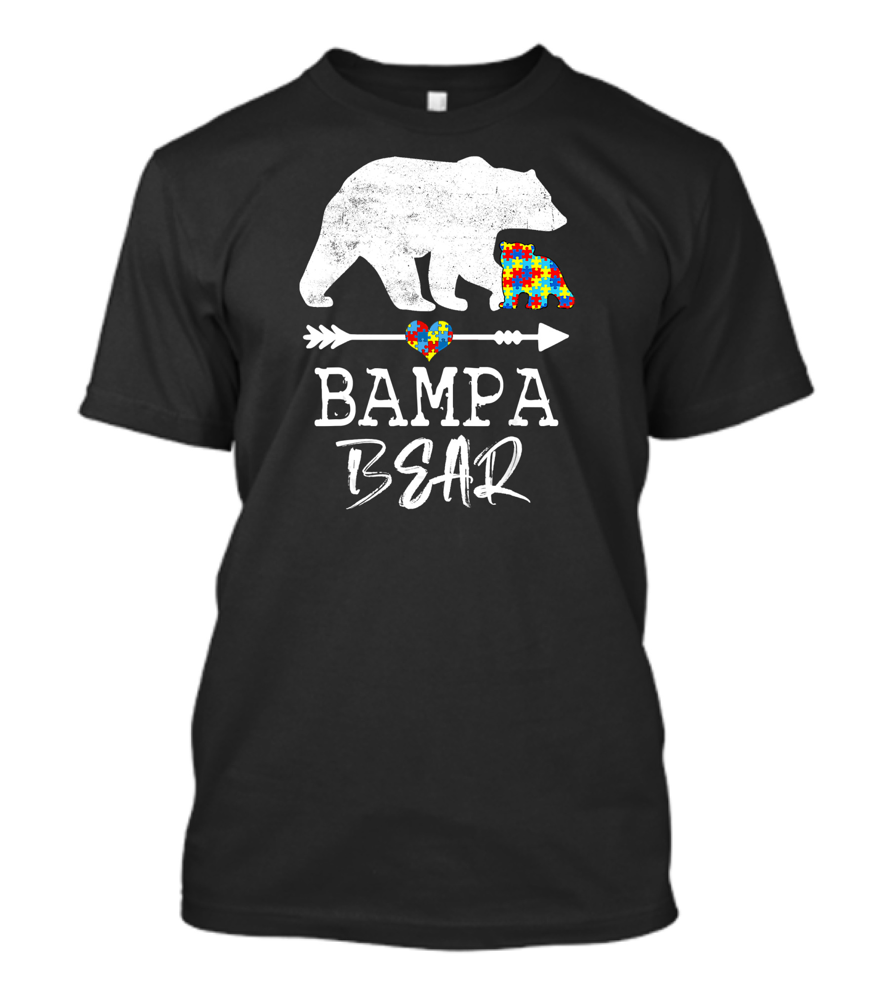 Bampa Bear Puzzle Heart Arrow Autism Awareness T-Shirt