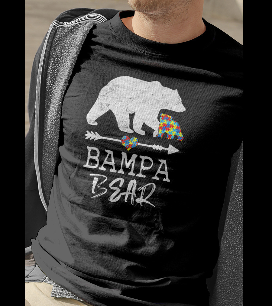 Bampa Bear Puzzle Heart Arrow Autism Awareness T-Shirt