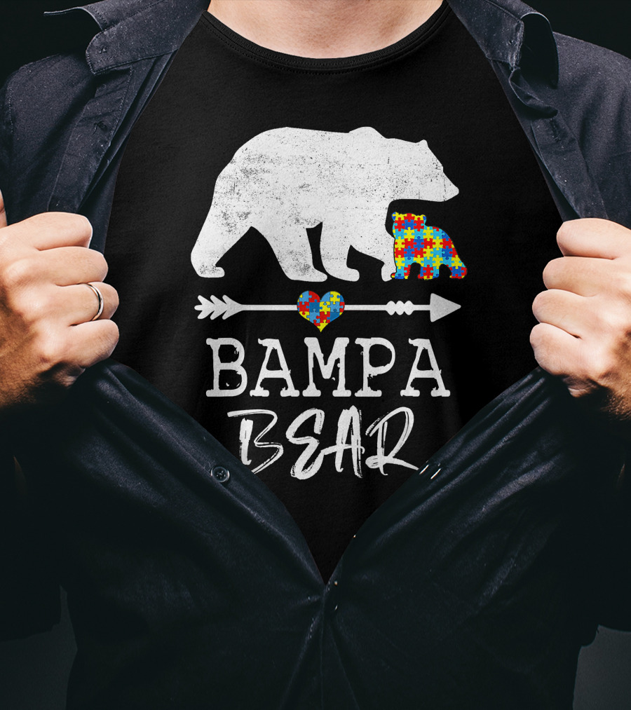 Bampa Bear Puzzle Heart Arrow Autism Awareness T-Shirt