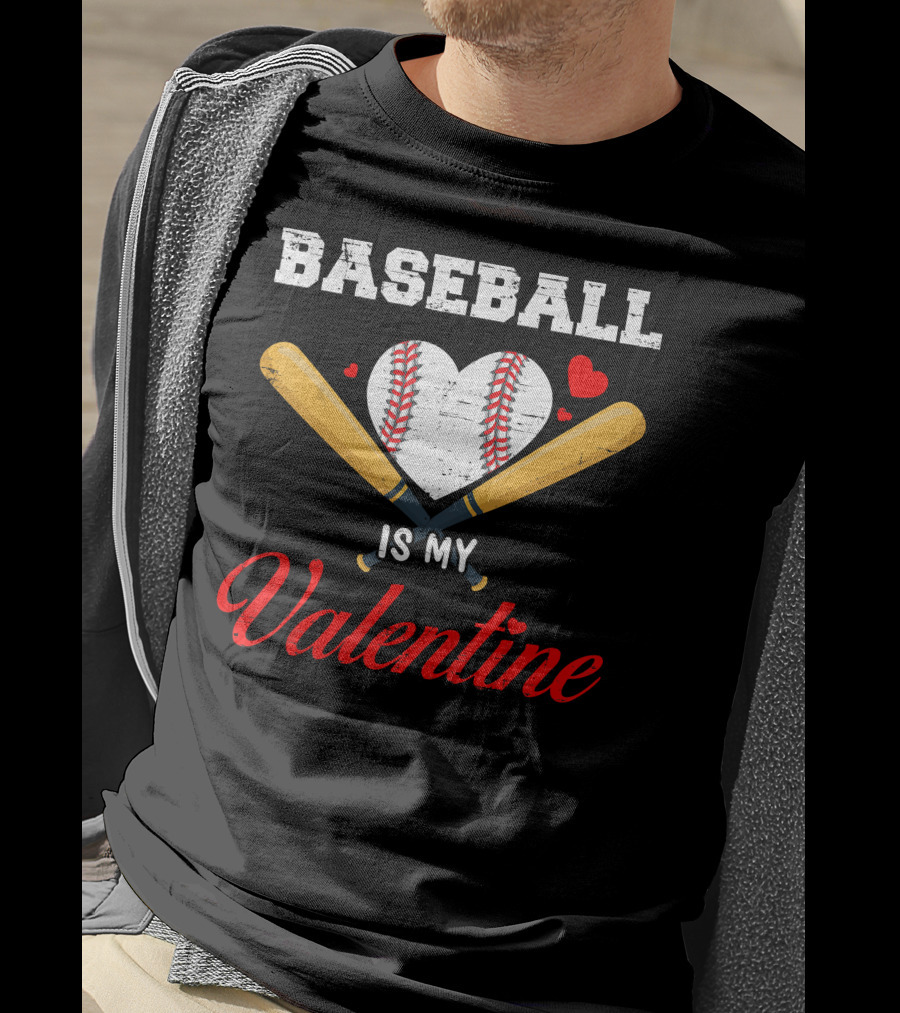 Baseball Heart With Bats Is My Valentine T-Shirt