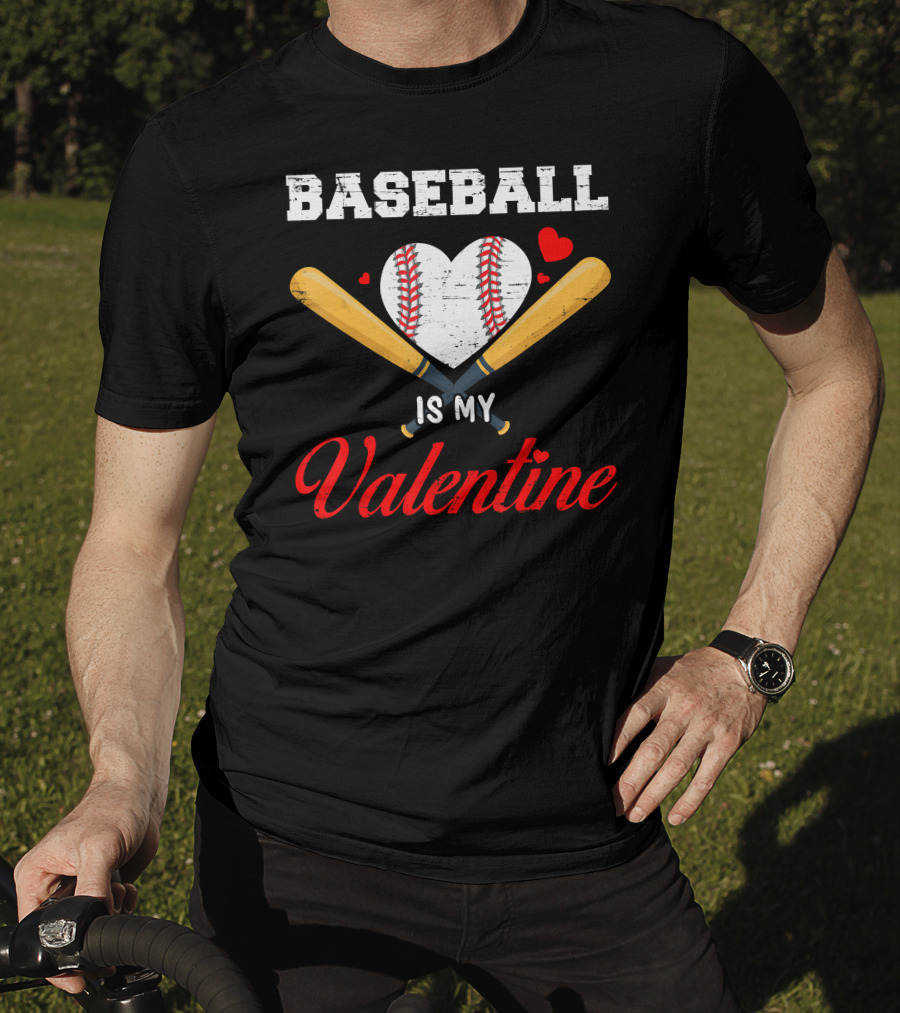 Baseball Heart With Bats Is My Valentine T-Shirt