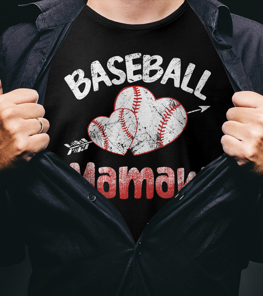 Baseball Mamaw Heart Arrow Baseball Stitching T-Shirt