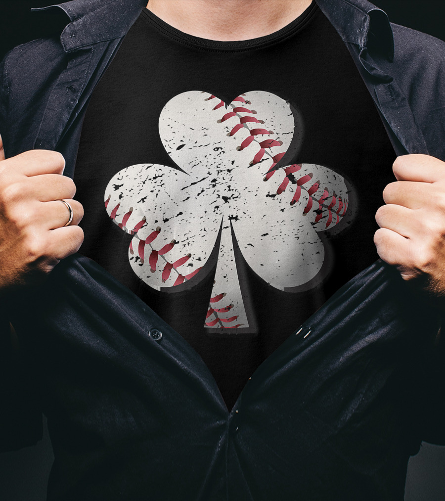 Baseball St Patrick's Day Shamrock Vintage T-Shirt