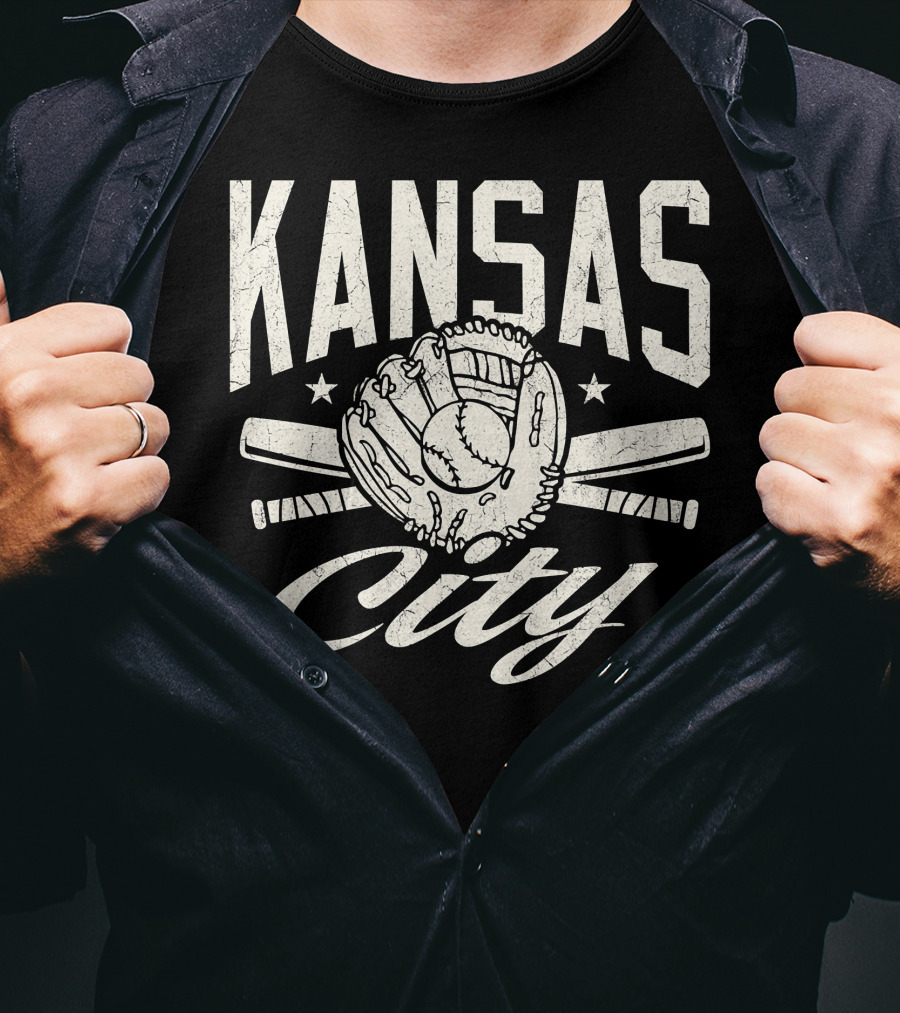 Kansas City Baseball Glove And Bats Fan Hom Season T-Shirt