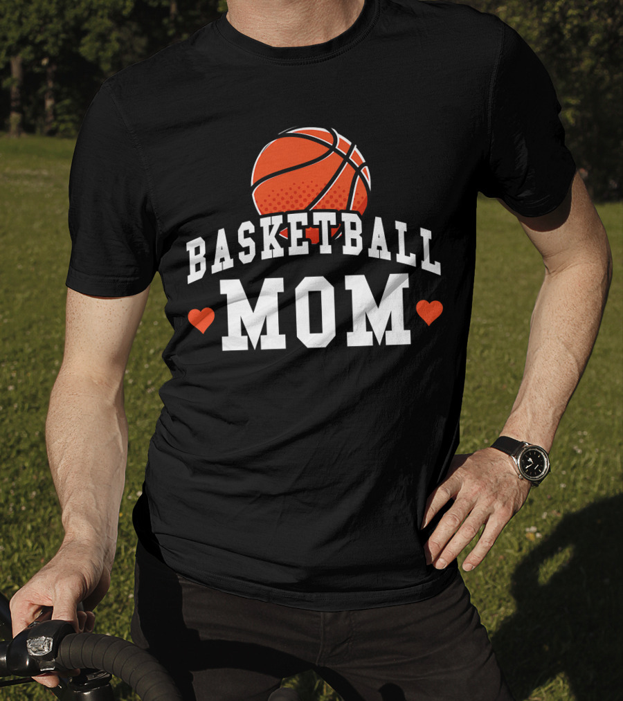 Basketball Mom Women's Shirt With Hearts And Basketball T-Shirt