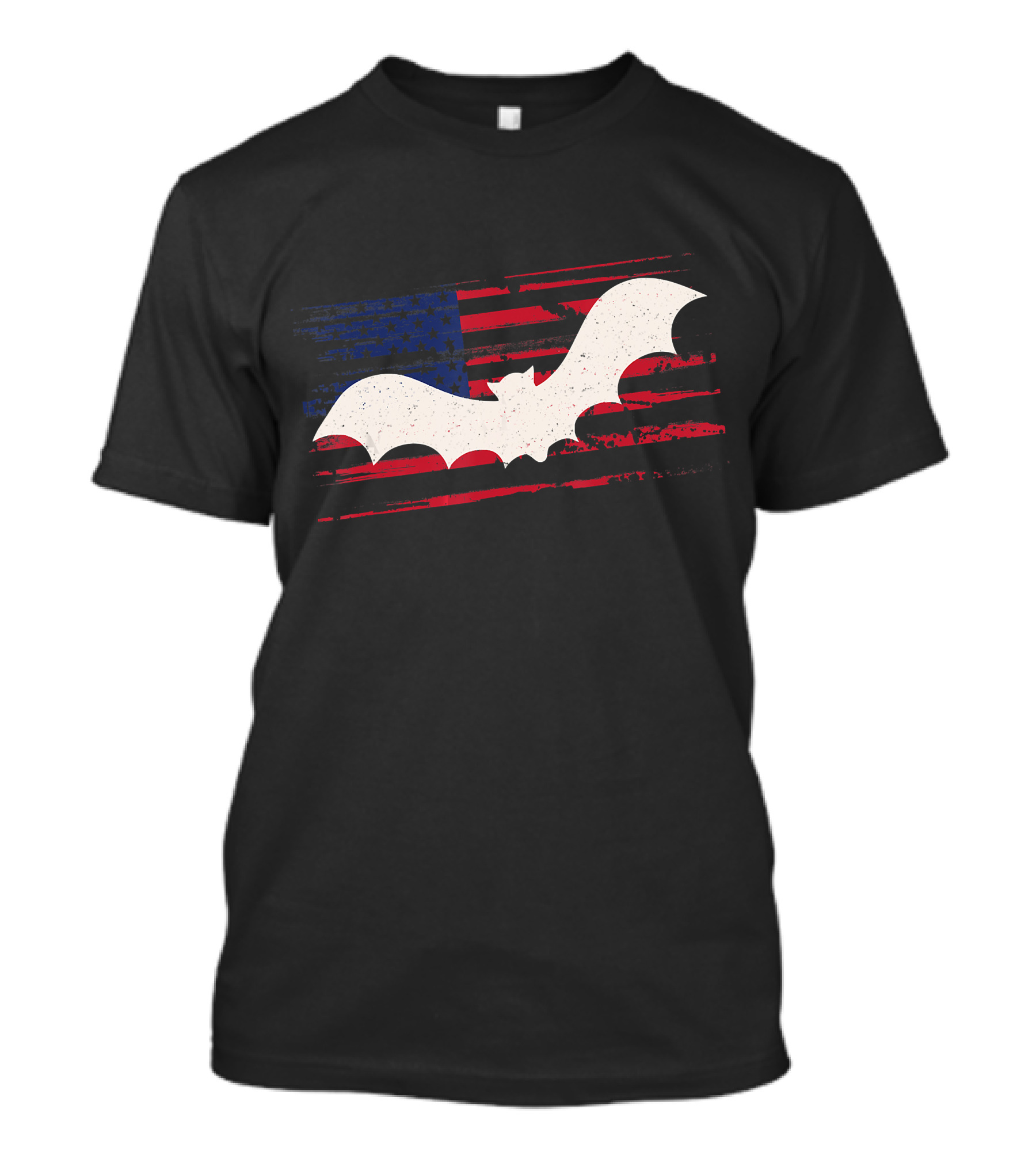 Bat Silhouette With US American Flag Background T-Shirt