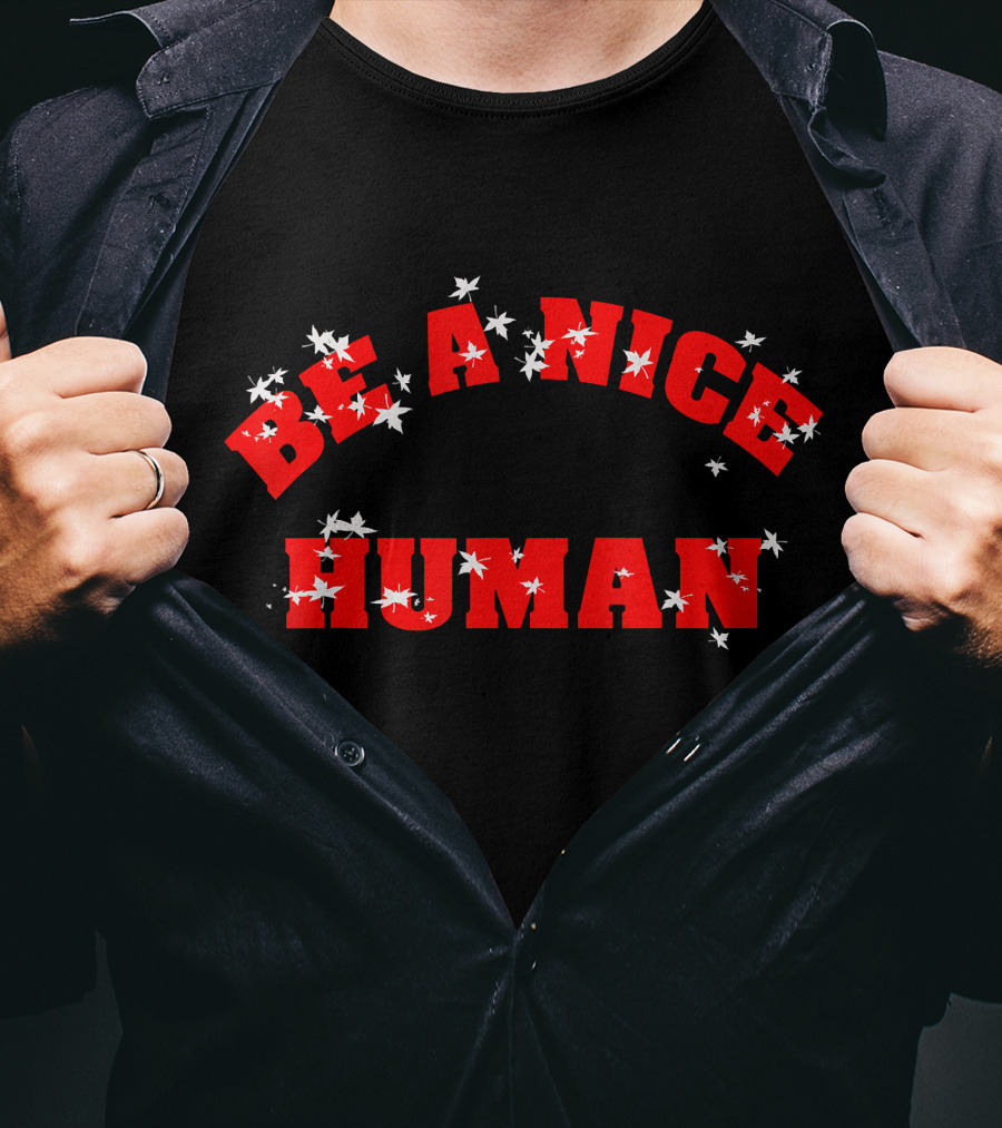 Be A Nice Human Vintage Love Distressed Red Text With Stars T-Shirt