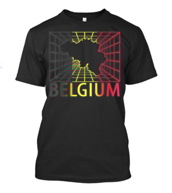 Belgium Map Neon Grid T-Shirt