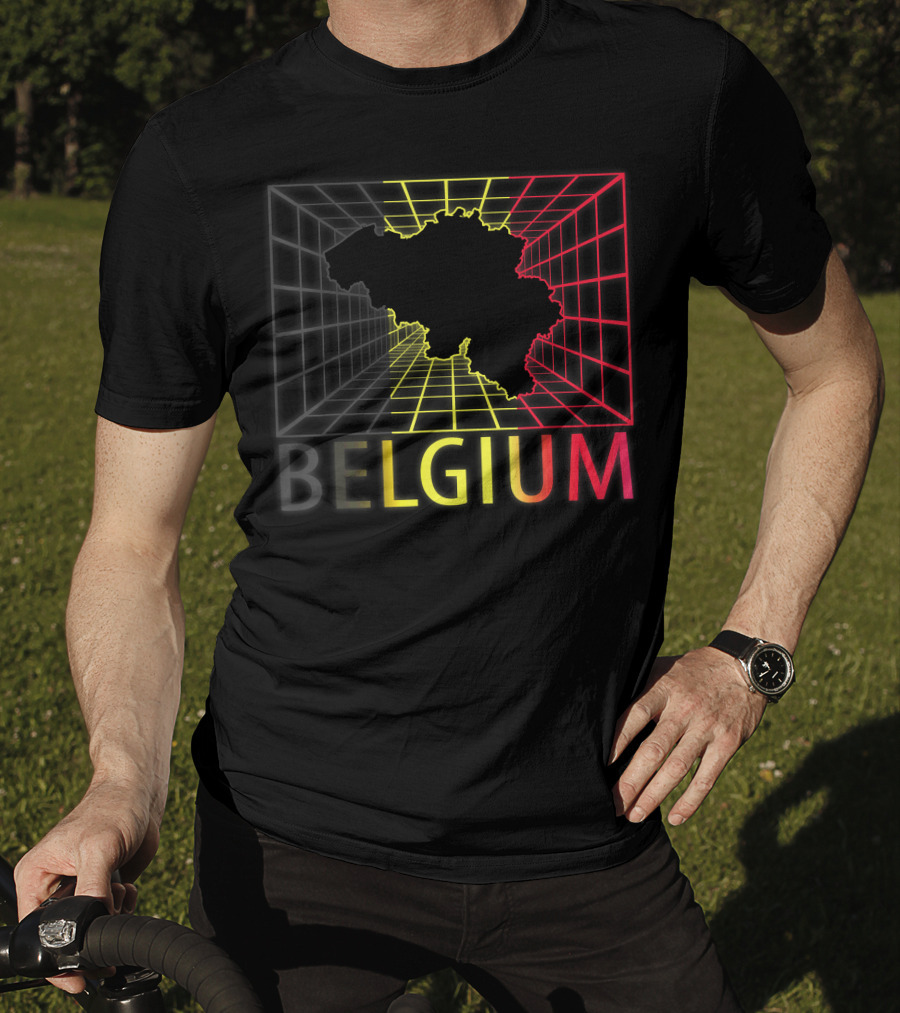 Belgium Map Neon Grid T-Shirt