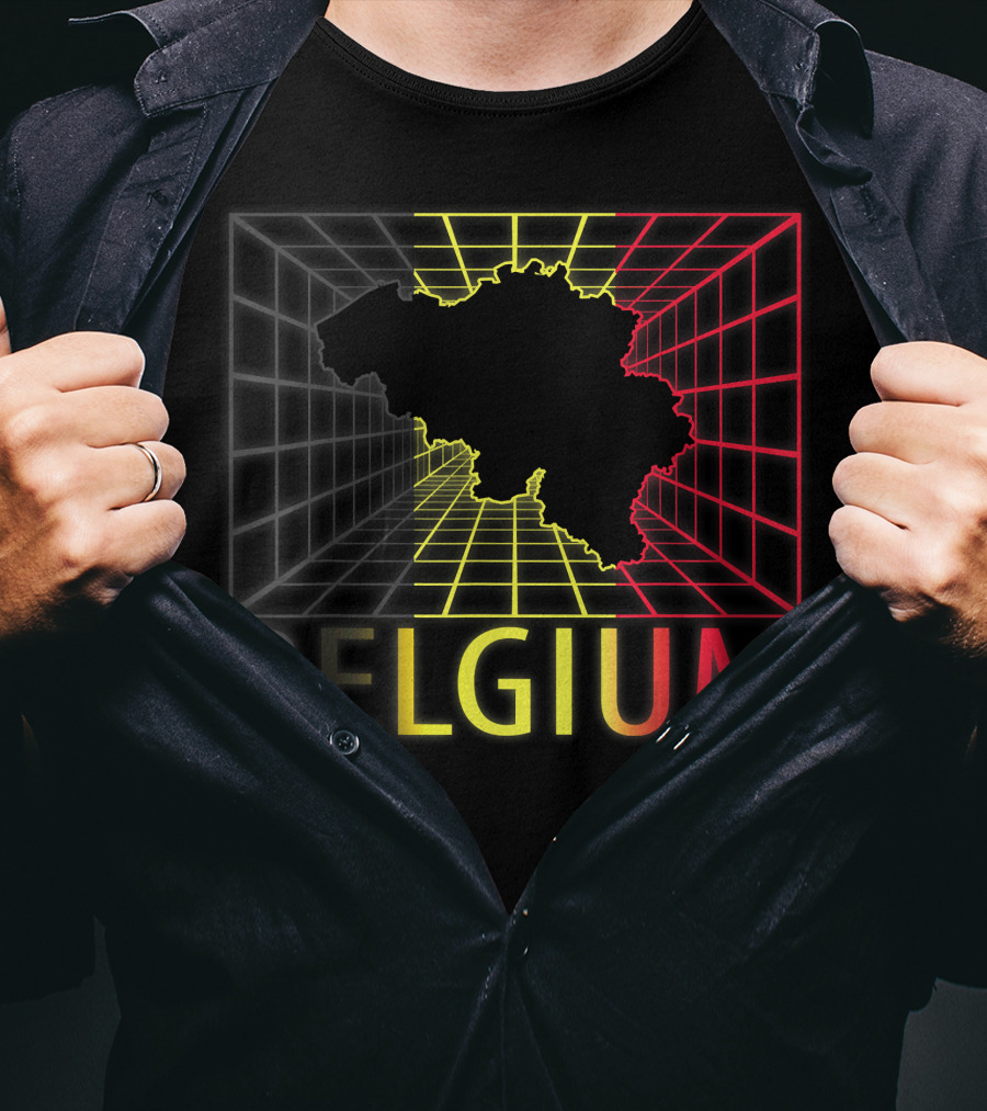 Belgium Map Neon Grid T-Shirt