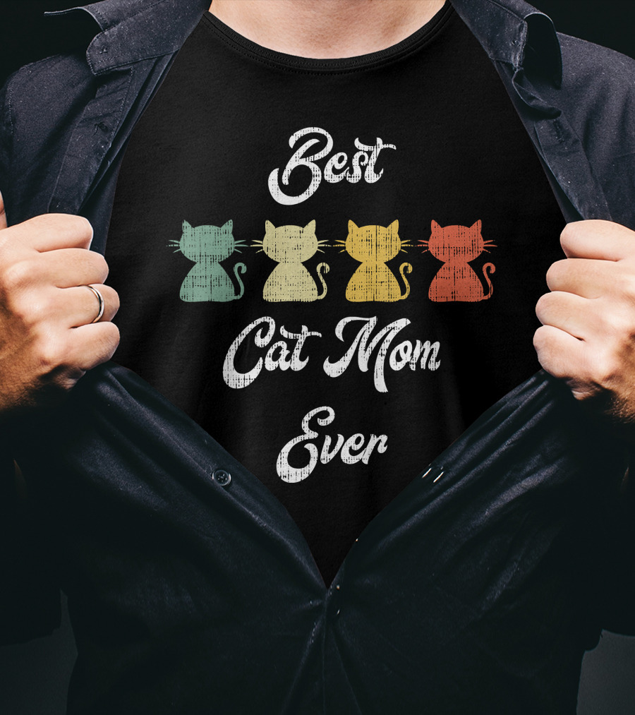 Best Cat Mom Ever Cute Colorful Cats T-Shirt