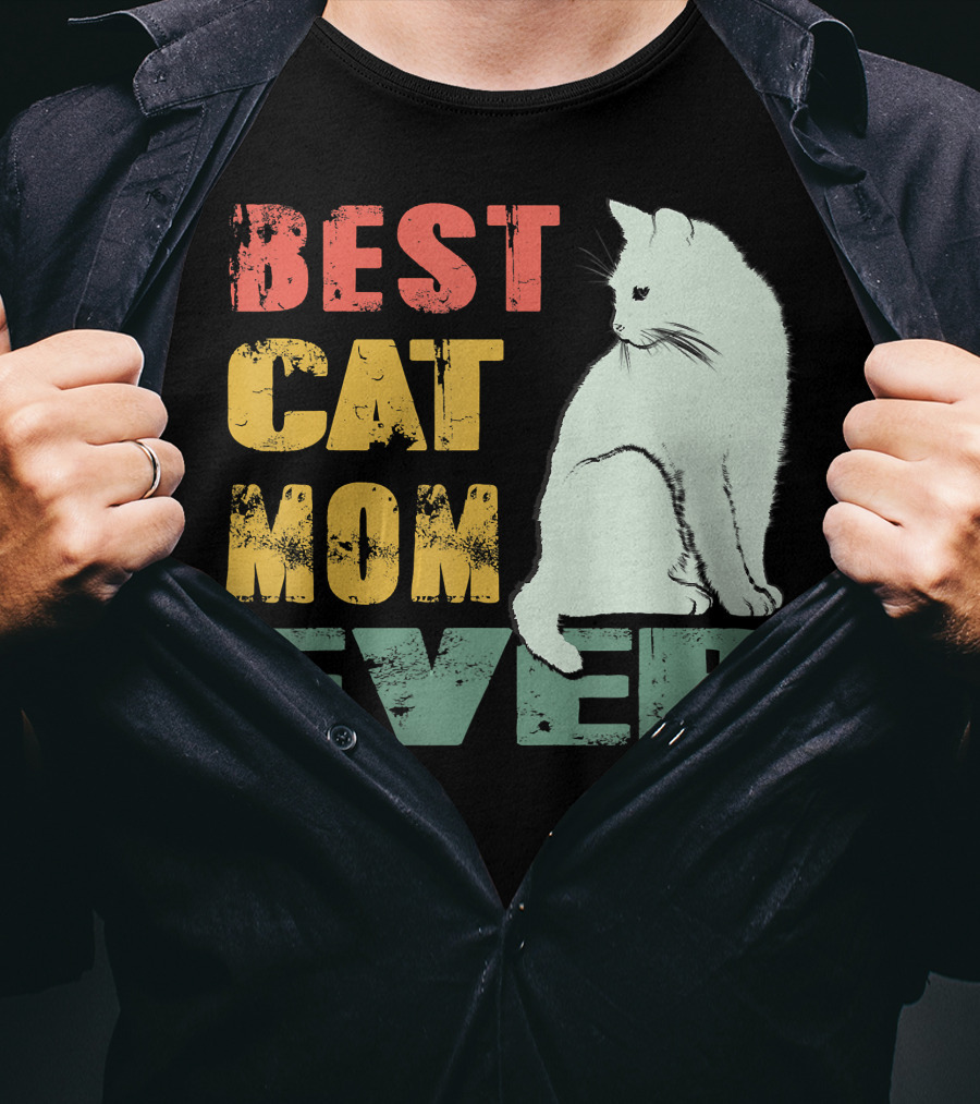 Best Cat Mom Ever Vintage Cat Mother T-Shirt