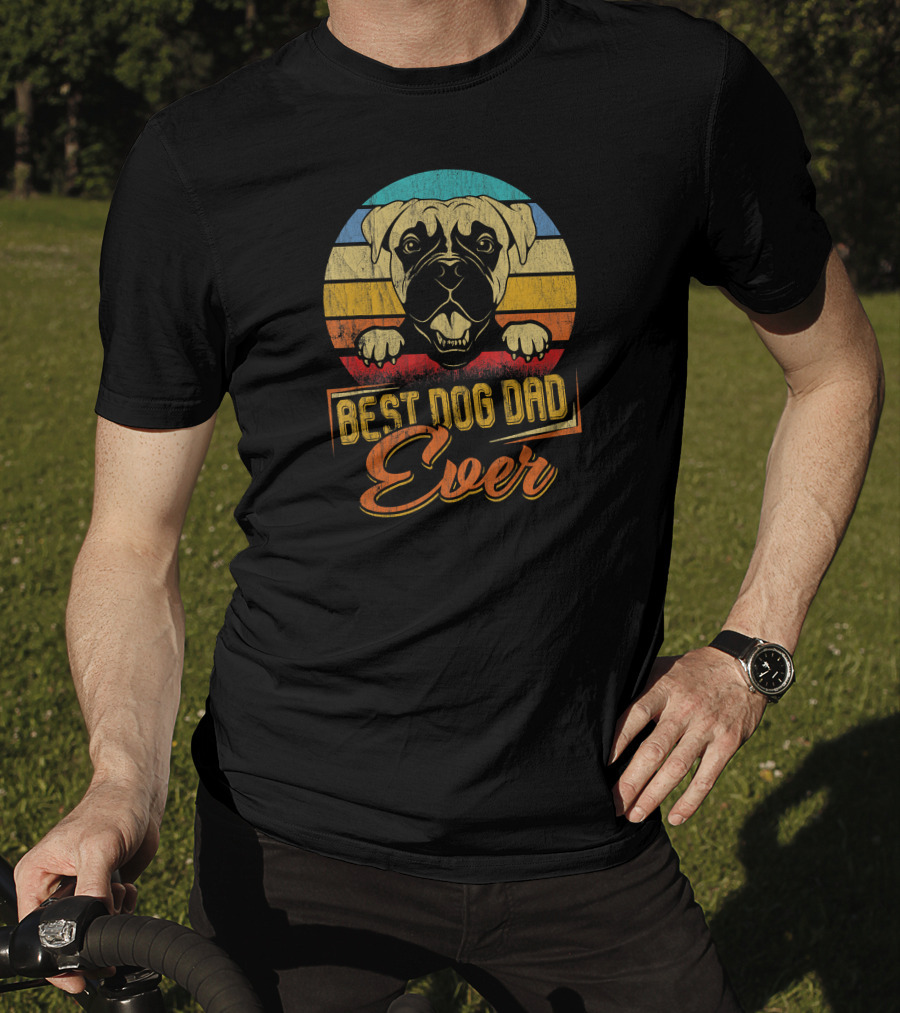 Best Dog Dad Ever Boxer Dog Dad Vintage T-Shirt