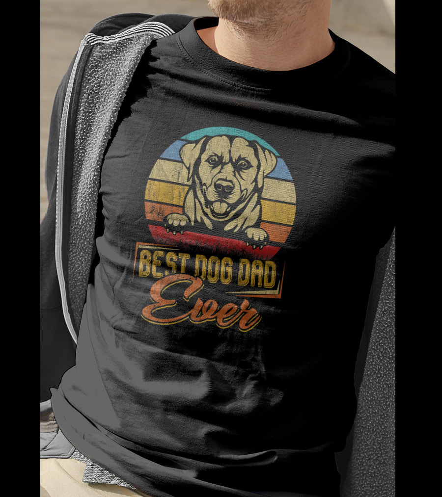 Best Dog Dad Ever Labrador Retro Stripes T-Shirt